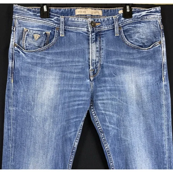 Guess Mens Vintage Regular Boot Blue Denim Medium Wash Vintage 36 x 34 - Picture 2 of 12